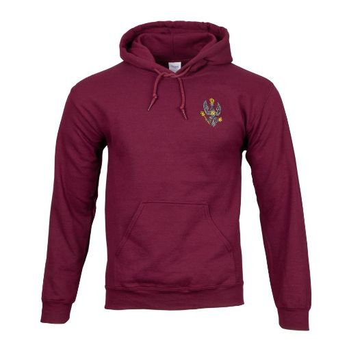 Picture of KRH Crimson Children's Hoodie with Cap Badge on Left Chest - Age 9-10